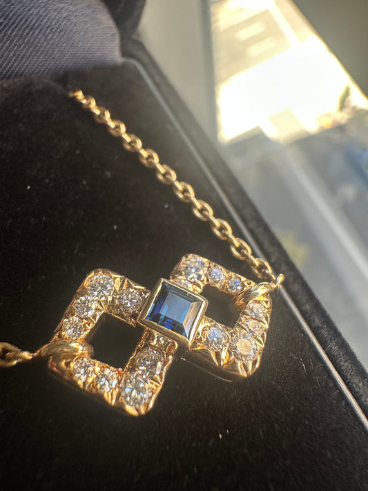 Christian Dior 18K Yellow Gold Sapphire Necklace